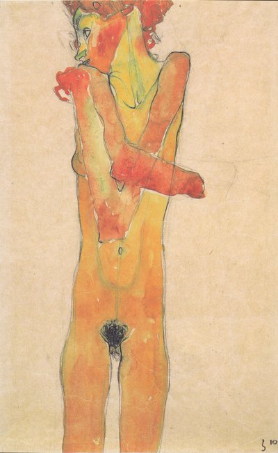 Nudo di ragazza con braccia incrociate da Egon Schiele